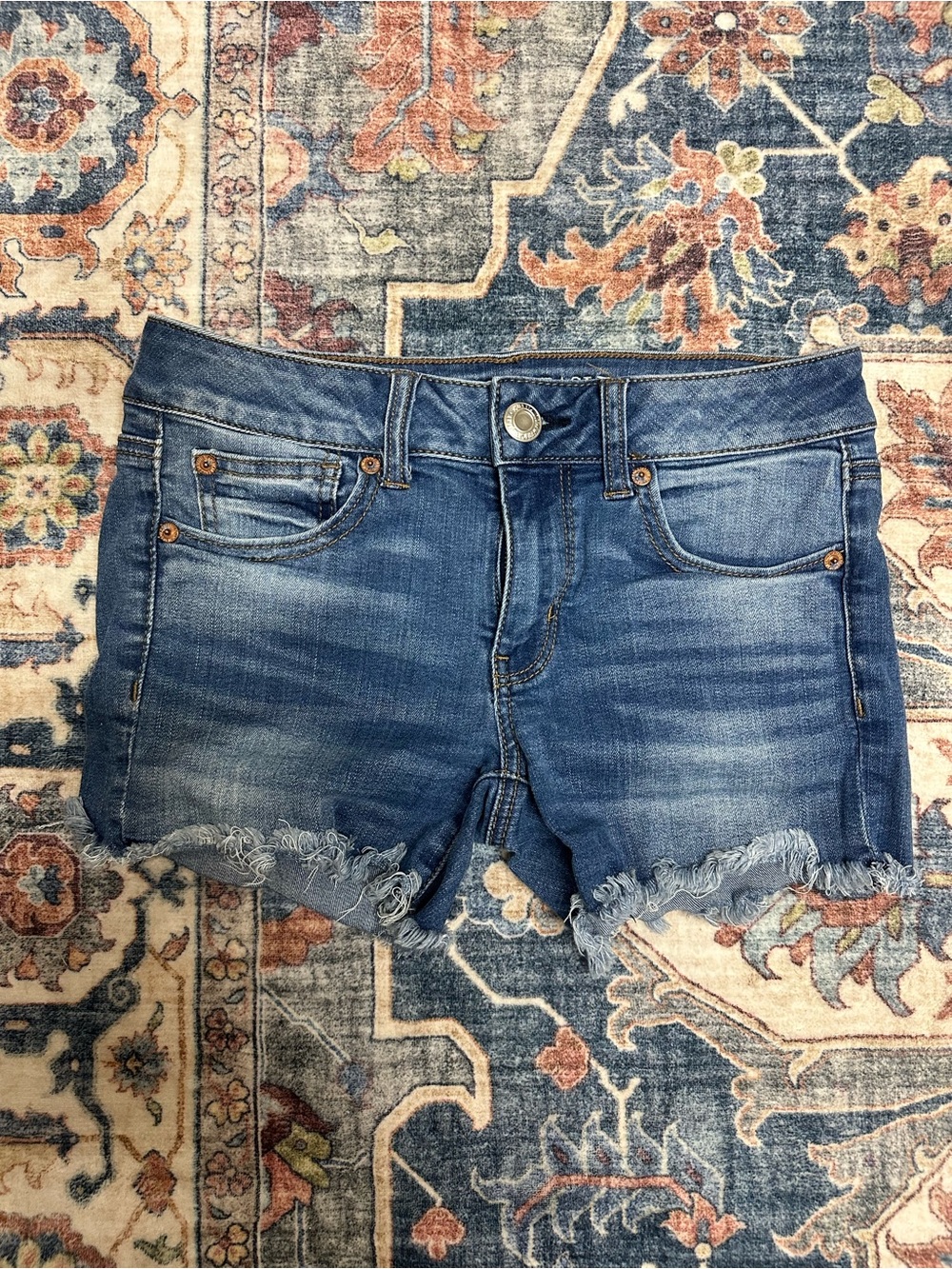 American Eagle Outfitters Distressed Blue Denim Cutoff Shorts